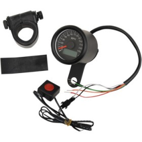 DRAG SPECIALTIES PROGRAMMABLE MINI ELECTRONIC SPEEDOMETER WITH ODOMETER/TRIPMETER - 1.87 - BLACK # 2210-0259