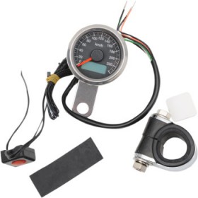 DRAG SPECIALTIES PROGRAMMABLE MINI ELECTRONIC SPEEDOMETER WITH ODOMETER/TRIPMETER - 1.87 - POLISHED # 2210-0324