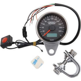 DRAG SPECIALTIES PROGRAMMABLE MINI ELECTRONIC SPEEDOMETER WITH ODOMETER/TRIPMETER - 2.4 - BLACK # 2210-0326