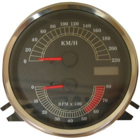 DRAG SPECIALTIES ELECTRONIC SPEEDOMETER/TACHOMETER - STOCK LOOK - 220 KPH/8000 RPM # 2210-0332