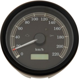 DRAG SPECIALTIES 3-3/8 KPH PROGRAMMABLE ELECTRONIC SPEEDOMETER - BLACK BEZEL - BLACK FACE # 2210-0390