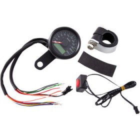 DRAG SPECIALTIES 1-7/8 PROGRAMMABLE SPEEDOMETER WITH INDICATOR LIGHTS - GLOSS BLACK - 220 KPH LED BLACK FACE # 2210-0422