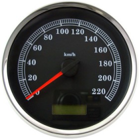 DRAG SPECIALTIES ELECTRONIC SPEEDOMETER - BLACK - 220 KPH # 2210-0464