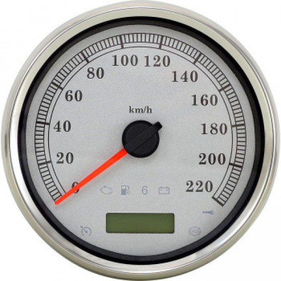 DRAG SPECIALTIES ELECTRONIC SPEEDOMETER - SILVER - 220 KPH # 2210-0465 DRAG SPECIALTIES ELECTRONIC SPEEDOMETER - SILVER - 220 KPH # 2210-0465