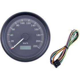 DRAG SPECIALTIES UNIVERSAL 3-3/8 PROGRAMMABLE ELECTRONIC SPEEDOMETER - KPH - BLACK FACE - BLACK BEZEL # 2210-0503