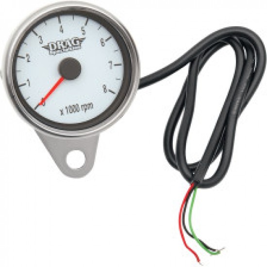 DRAG SPECIALTIES MINI ELECTRONIC TACHOMETER - POLISHED - BACKLIT LED WHITE FACE - 2.4 # 2211-0032