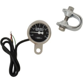 DRAG SPECIALTIES ELECTRONIC MINI TACHOMETER - STEEL HOUSING - LED ILLUMINATED BLACK FACE - 1-7/8 # 2211-0055