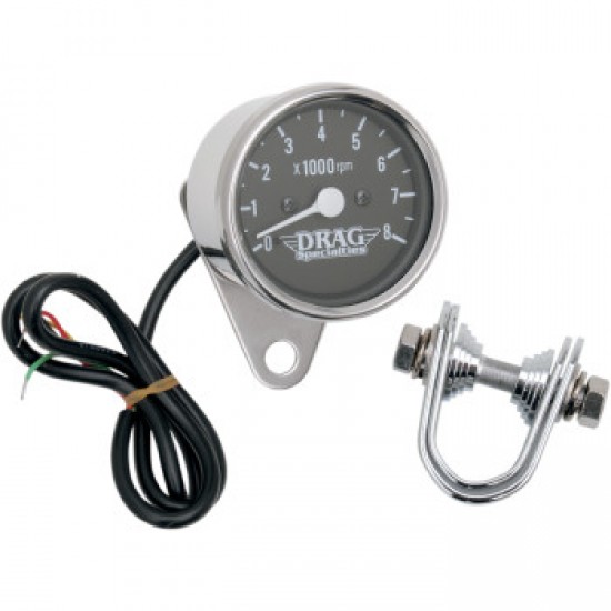 DRAG SPECIALTIES 2.4 MINI ELECTRONIC TACH - STAINLESS STEEL HOUSING - BACKLIT LED BLACK FACE # 2211-0104 DRAG SPECIALTIES 2.4 MINI ELECTRONIC TACH - STAINLESS STEEL HOUSING - BACKLIT LED BLACK FACE # 2211-0104