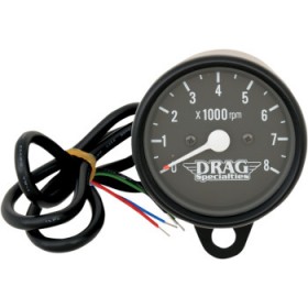 DRAG SPECIALTIES 2.4 MINI ELECTRONIC 8000 RPM TACHOMETER - BLACK HOUSING - BLACK FACE # 2211-0119