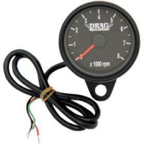 DRAG SPECIALTIES MINI ELECTRONIC TACHOMETER - BLACK - BACKLIT LED BLACK FACE - 2.4 # 2211-0125