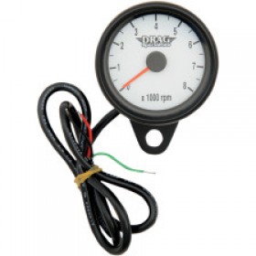 DRAG SPECIALTIES MINI ELECTRONIC TACHOMETER - WHITE - BACKLIT LED BLACK FACE - 2.4 # 2211-0126