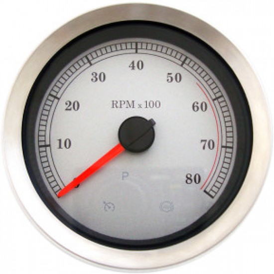 DRAG SPECIALTIES 4 ELECTRONIC TACHOMETER - WHITE FACE # 2211-0167