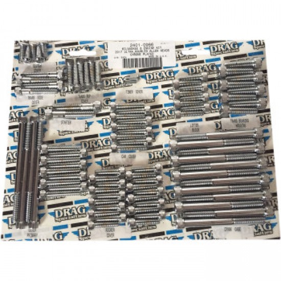 DRAG SPECIALTIES BOLT KIT - ENGINE - ALLEN - CHROME - KNURLED - M8 # 2401-0966 DRAG SPECIALTIES BOLT KIT - ENGINE - ALLEN - CHROME - KNURLED - M8 # 2401-0966