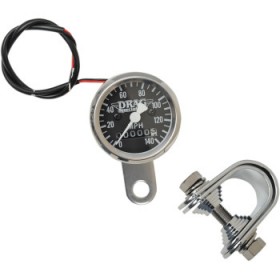 DRAG SPECIALTIES MINI SPEEDOMETER - BLACK - 2240:60 RATIO - 1-7/8 # 7805-6845