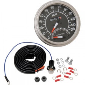DRAG SPECIALTIES 5 MPH FL-STYLE 2:1 SPEEDOMETER WITH TACH - 68-84 BLACK FACE # DS-243870