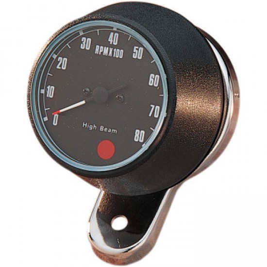 DRAG SPECIALTIES 8000 RPM MECHANICAL TACHOMETER - CHROMED BRACKET - BLACK FACE # DS-243941 DRAG SPECIALTIES 8000 RPM MECHANICAL TACHOMETER - CHROMED BRACKET - BLACK FACE # DS-243941