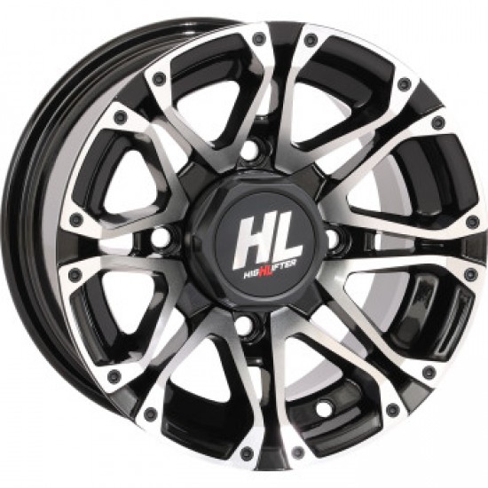 HIGH LIFTER WHEEL HL3 REAR GLOSS BLACK W/MACHINED 12X7 4/110 2+5 -47 MM PART # 12HL03-1111