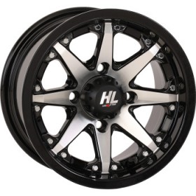 HIGH LIFTER WHEEL HL10 FRONT/REAR GLOSS BLACK W/MACHINED 12X7 4/110 4+3 PART # 12HL10-1110