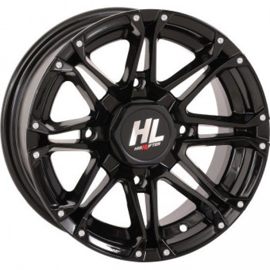 HIGH LIFTER WHEEL HL3 FRONT/REAR GLOSS BLACK 14X7 4/110 4+3 +10 MM PART # 14HL03-1210