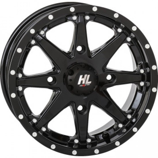 HIGH LIFTER WHEEL HL10 FRONT/REAR GLOSS BLACK 14X7 4/110 5+2 +30 MM PART # 14HL10-1210