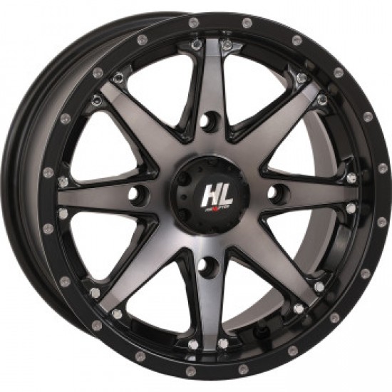 HIGH LIFTER WHEEL HL10 FRONT/REAR MATTE BLACK/SMOKE 14X7 4/110 5+2 +30 MM PART # 14HL10-1610