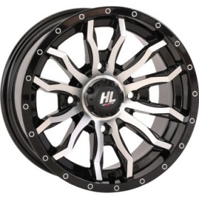 HIGH LIFTER WHEEL HL21 FRONT/REAR GLOSS BLACK W/MACHINED 14X7 4/137 4+3 +10 MM PART # 14HL21-1137