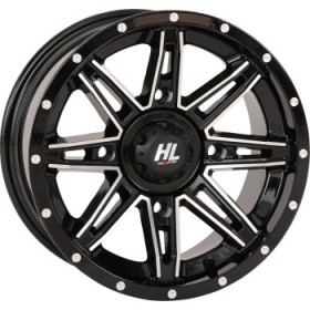 HIGH LIFTER WHEEL HL22 FRONT/REAR GLOSS BLACK W/MACHINED 14X7 4/137 4+3 +10 MM PART # 14HL22-1137