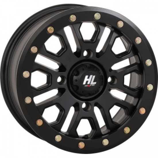 HIGH LIFTER WHEEL HL23 BEADLOCK FRONT/REAR MATTE BLACK 14X7 4/156 5+2 +38 MM PART # 14HL23-1456