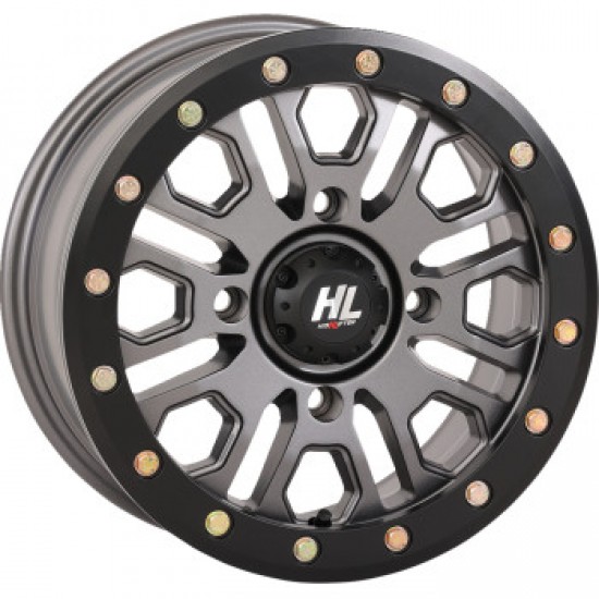 HIGH LIFTER WHEEL HL23 BEADLOCK FRONT/REAR GUN METAL GRAY 14X7 4/156 5+2 +38 MM PART # 14HL23-1556