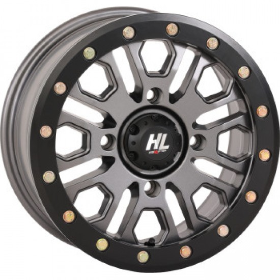 HIGH LIFTER WHEEL HL23 BEADLOCK FRONT/REAR GUN METAL GRAY 15X7 4/137 5+2 +38 MM PART # 15HL23-1537