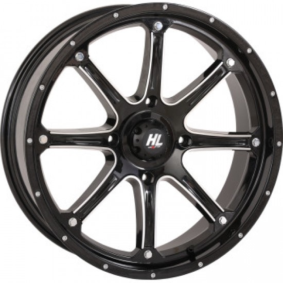 HIGH LIFTER WHEEL HL4 FRONT/REAR GLOSS BLACK W/MACHINED 20X6.5 4/156 4+2.5 +10 MM PART # 20HL04-1156