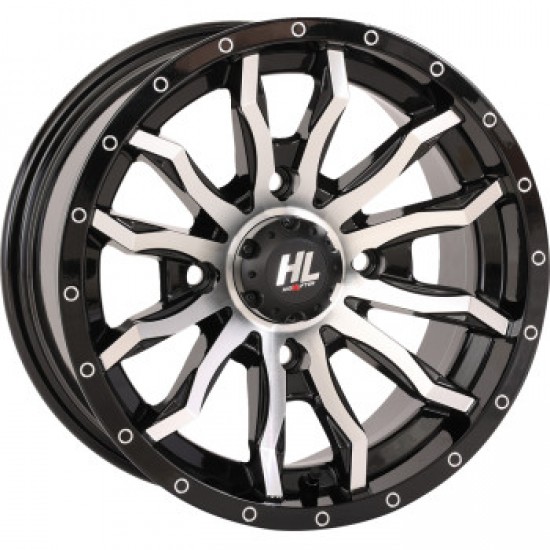 HIGH LIFTER WHEEL HL21 FRONT/REAR GLOSS BLACK W/MACHINED 22X7 4/137 4+3 +10 MM PART # 22HL21-1137