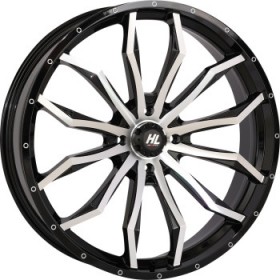 HIGH LIFTER WHEEL HL21 FRONT/REAR GLOSS BLACK W/MACHINED 24X7 5/4.5 4+3 +10 MM PART # 24HL21-1145