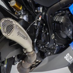 Hp corse Hydroform Short Exhaust Slip-On In Satin Steel Racing For Suzuki Gsxr1000 R 2017 Part # XSUHY20PR1017S-AB