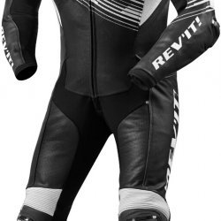 Revit Apex 1-Piece Motorcycle Leather Black White Suit