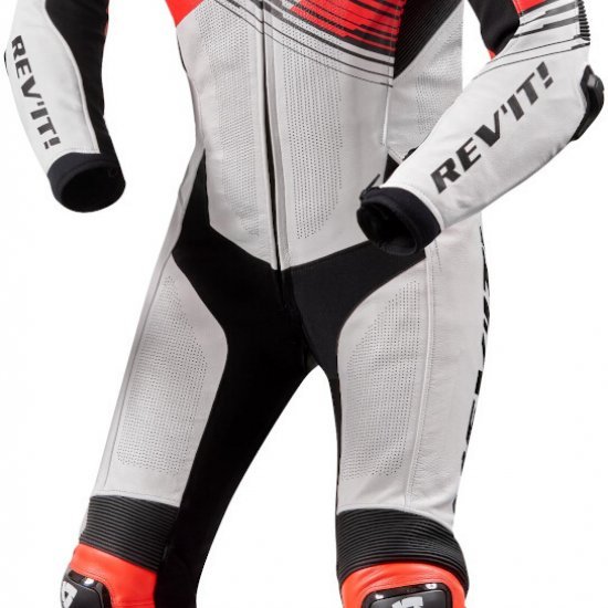 Revit Apex 1-Piece Motorcycle Leather White Red Black Suit