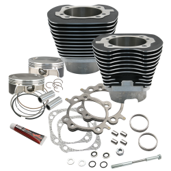 S&S Cycle 117 Standard Compression Big Bore Kit For 2007-17 Big Twins Except 17 Touring Models-Black Wrinkle FinishPart # 910-0221