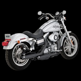 VANCE & HINES TWIN SLASH 3 BLACK SLIP-ONS EXHAUST FOR HARLEY-DAVIDSON DYNA 1991-2017 PART # 46837